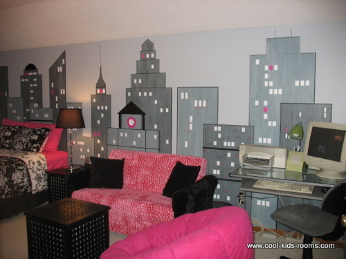 Urban Chic - Black, White and Pink Modern Girl's Bedroom