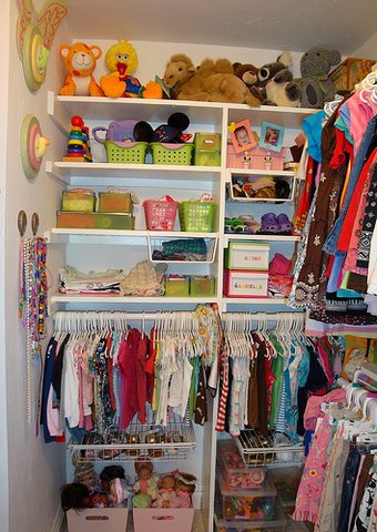 closet, storage, colorful shelves, girls rooms, organizing kids rooms
