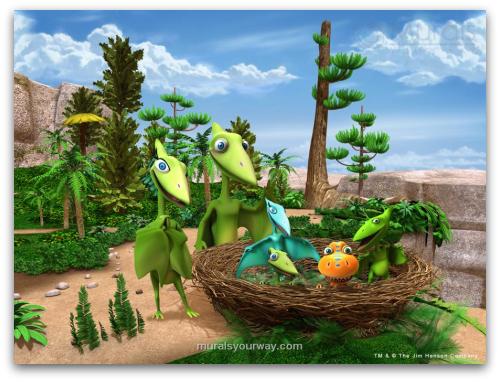 Pteranodon Family Nest Mural