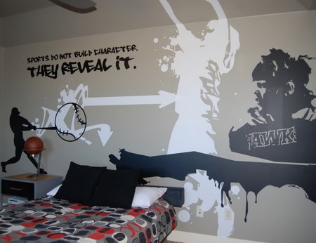 boys room, sports graffiti room, teen boys bedrooms, boys bedrooms ideas, bedroom decor ideas, boys bedrooms, kids rooms, decorating boys bedrooms,  childrens rooms, sports theme