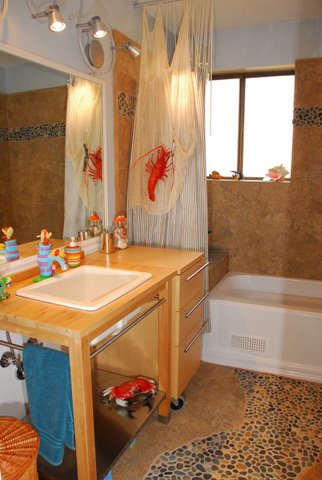 ideas for kids bathrooms, beach bathroom, theme bathroom