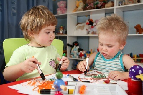 Kids having fun in a playroom