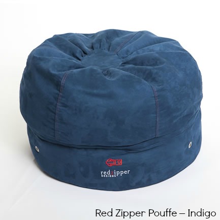 Red Zipper Pouffe - Indigo
