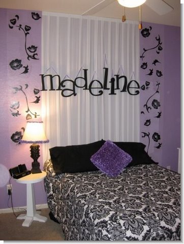 Black vinyl wall decals, bedroom decorating ideas for girls 