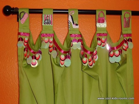 Funky green curtain for girls room